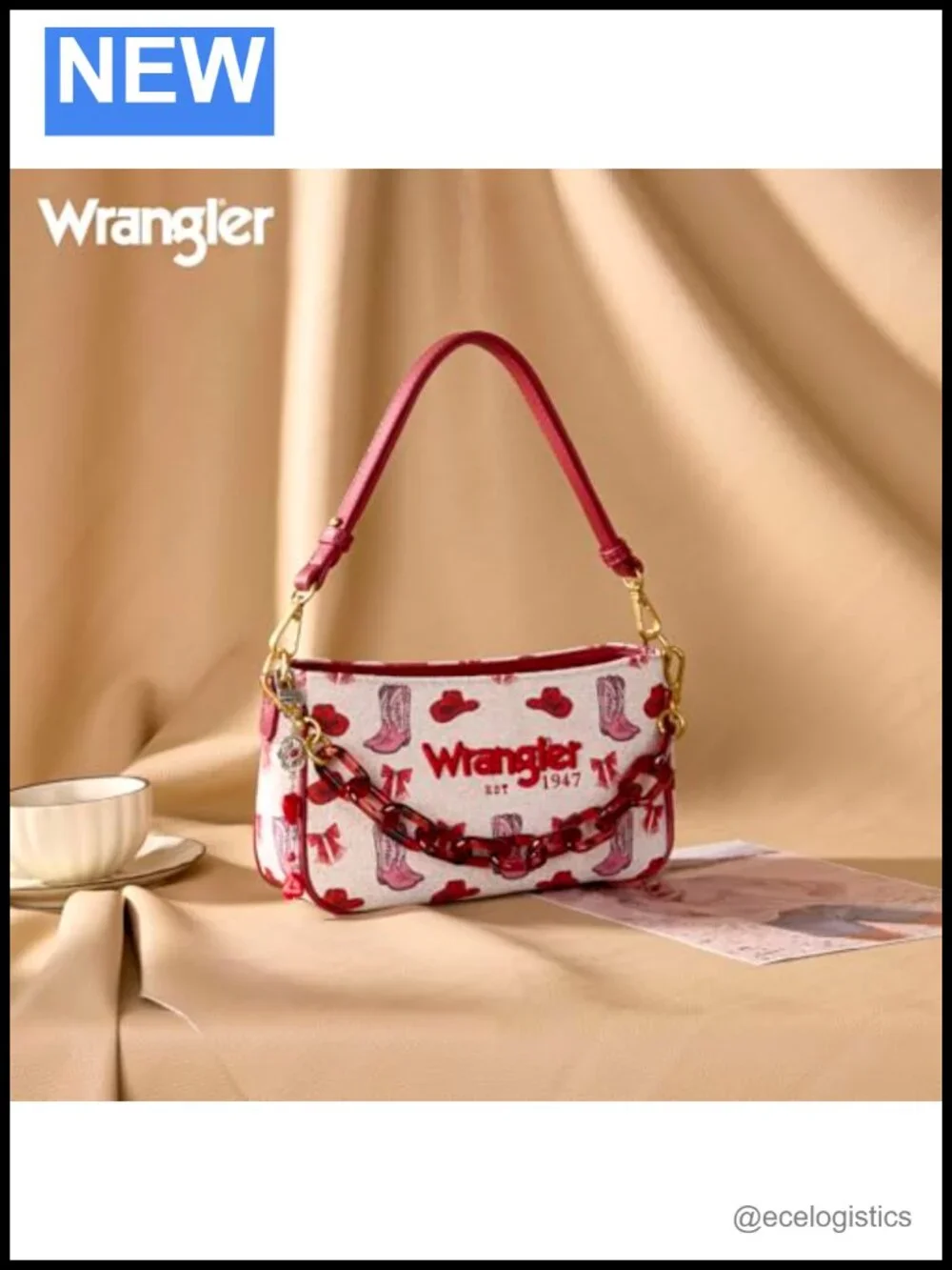 Western Canvas Hobo Shoulder Bag with Chain Strap Y2K Clutch Purse